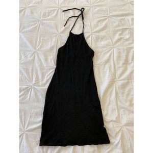 Black high neck bodycon dress